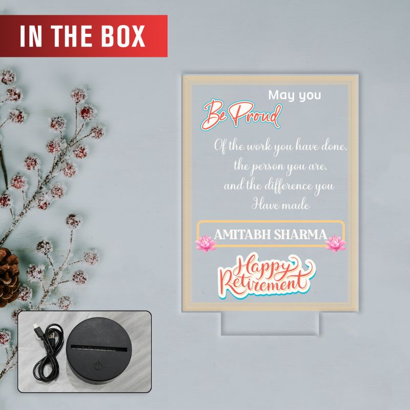 Personalized Happy Retirement LED Night Lamp Custom with Name 7 Color Changing Light  Retirement Gift for Teacher, Mom, Dad, Colleagues, Boss